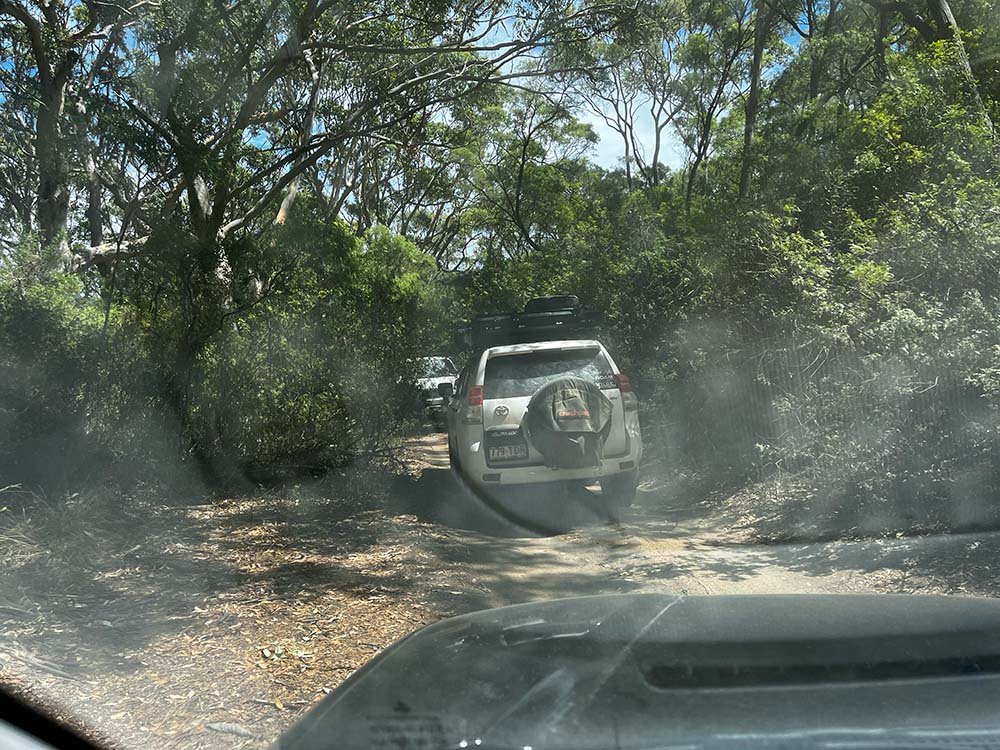 Bob's Track in Boranup WA, following two 4WDs on challenging dirt road.