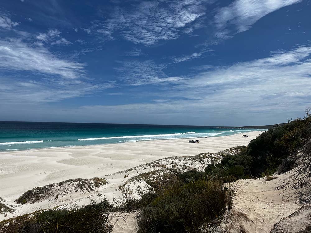 View of Boranup Beach, Margaret River WA, from the viewpoint at end of Grace Road 4WD track.