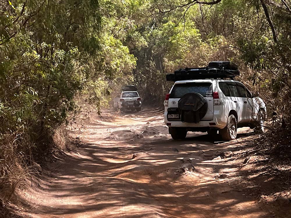 Bob's Track 4WD road to Boranup, trailing two 4WD vehicles on dirt track.