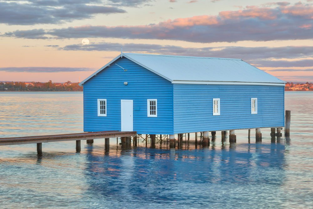 The blue house on Swan River in Perth WA