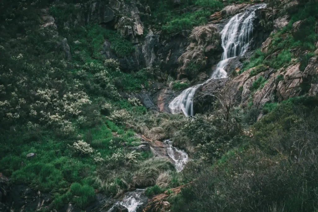 Lesmurdie Falls on the Whistlepipe Gully loop in the Perth Hills, accessible by public transport.