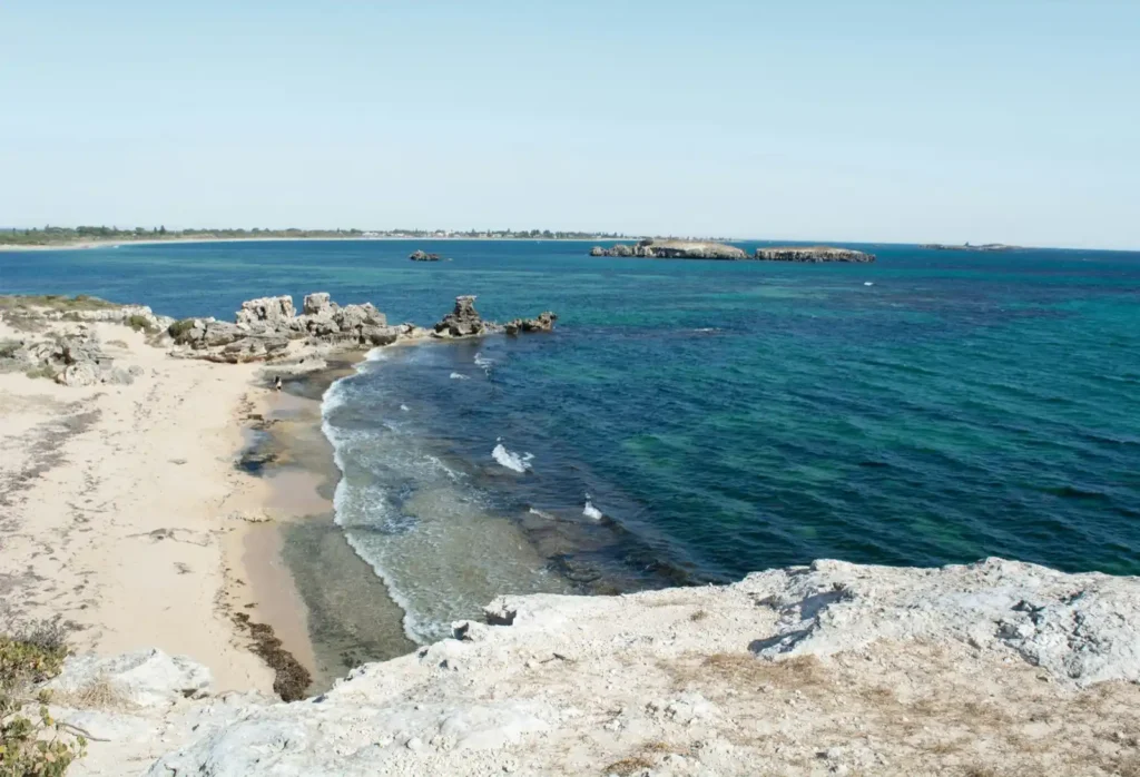 View of Point Peron beach (Rockingham, WA) from cliffs.