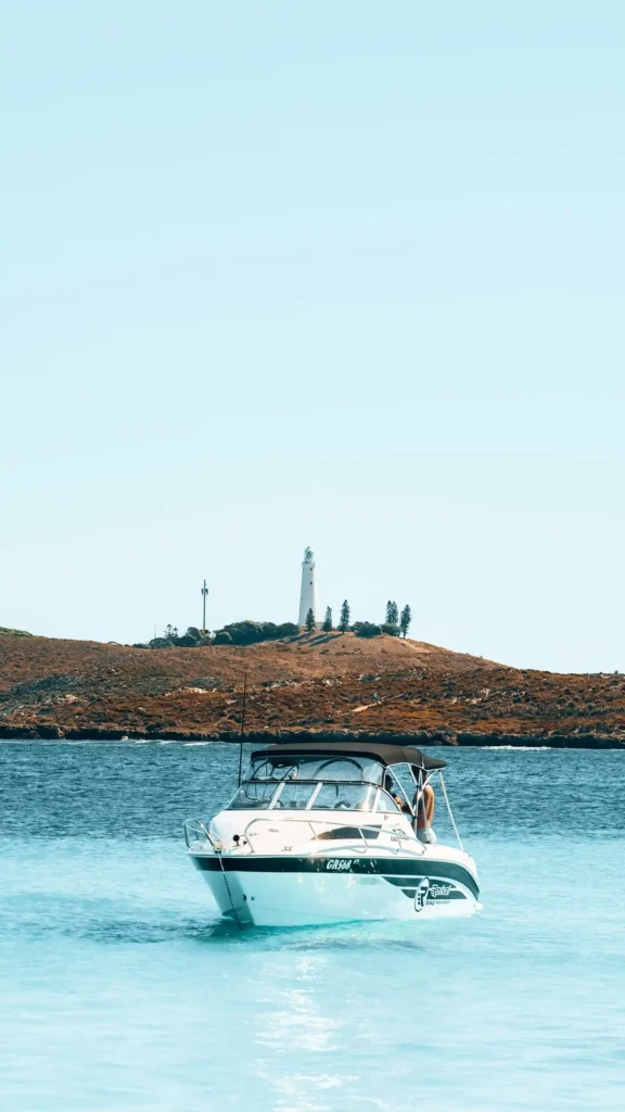 Small boat anchored on Rottnest island. 